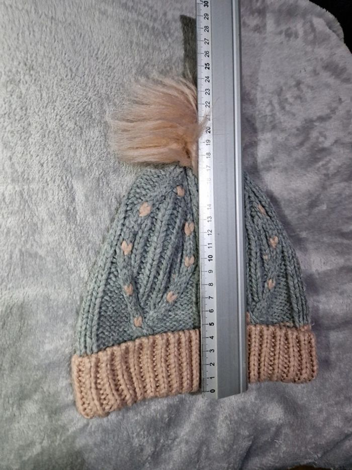 Bonnet fille gris/rose - photo numéro 2
