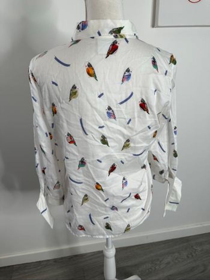 Chemisier blanc et multicolore oiseaux Madeleine T38 M - photo numéro 5