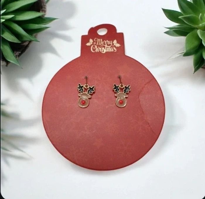 Boucles d'oreilles pendentif rennes de Noël (neuf) - photo numéro 2
