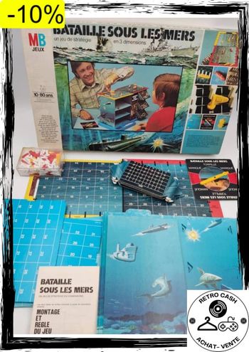 Ancien jeu Bataille sous les mers 70's Stratégie 3D bataille navale semble complet
