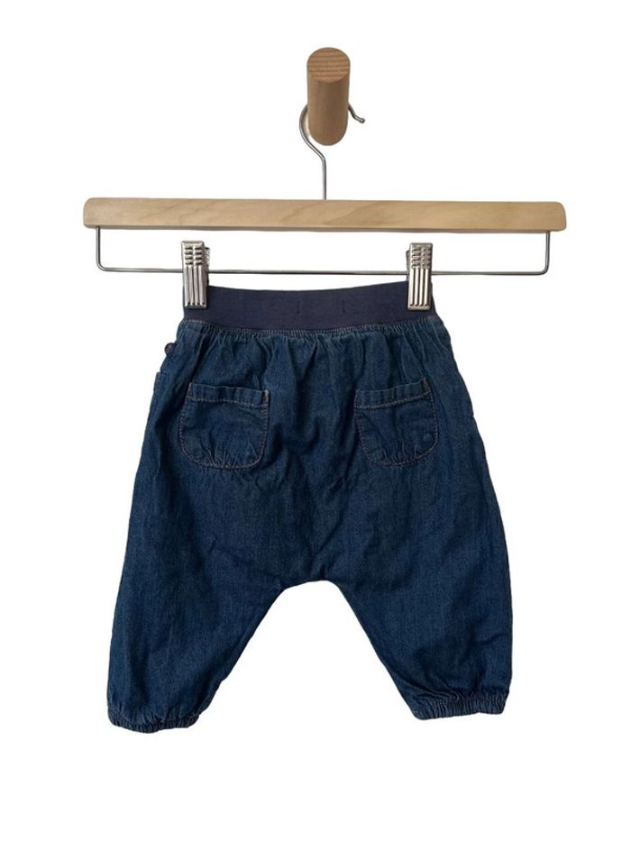 Pantalon confortable bleu denim coupe sarouel - Obaïbi 6 mois (68cm) - photo numéro 3