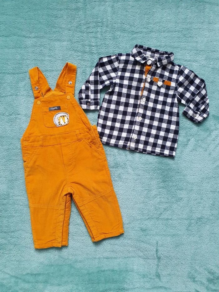 Magnifique salopette et sa chemise 6 mois