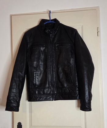 Blouson cuir Celio S 100% buffle noir style motard état excellent