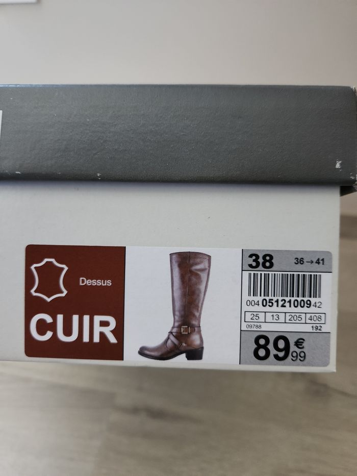 Bottes cuir marrons glacée La Halle - photo numéro 8
