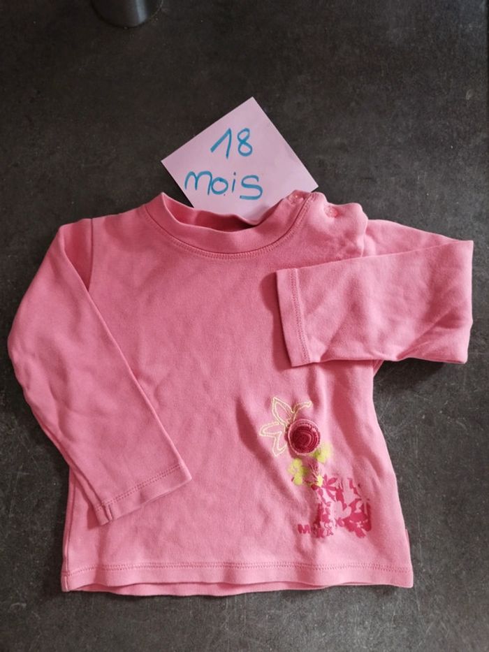 T-shirt manches longues rose 18 mois