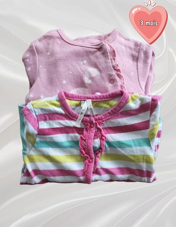 Lot de 2 pyjamas grenouillères fille 3 mois