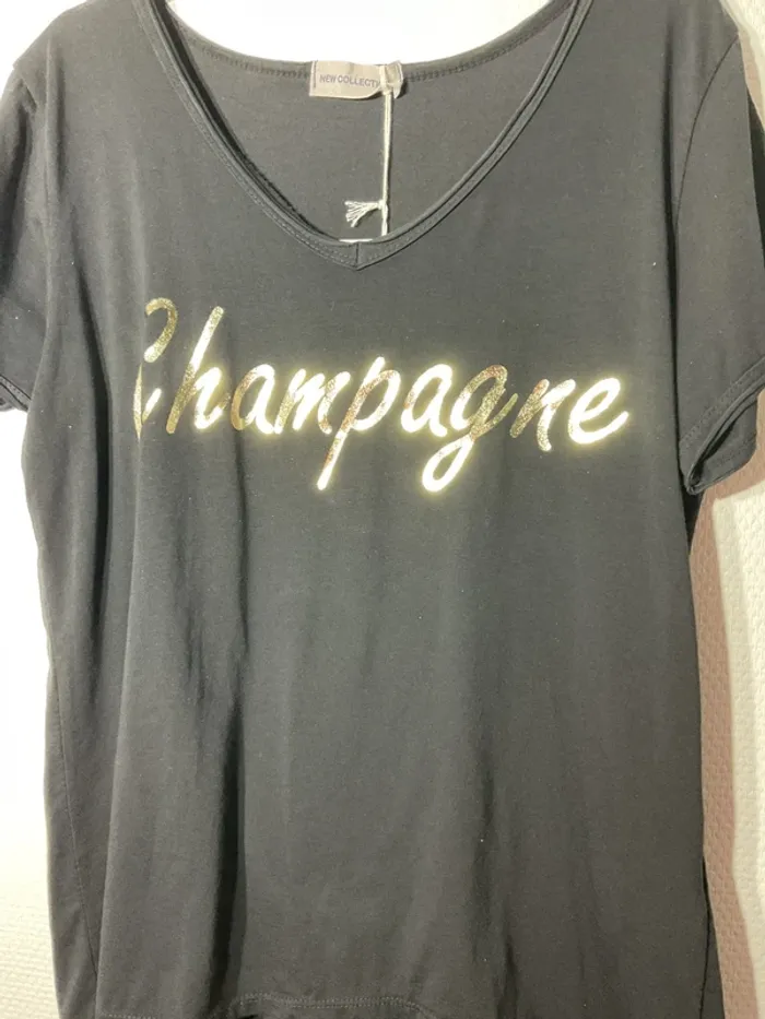 T-shirt « champagne » femme taille unique (36-42)- vivichy - neuf avec étiquette - photo numéro 2