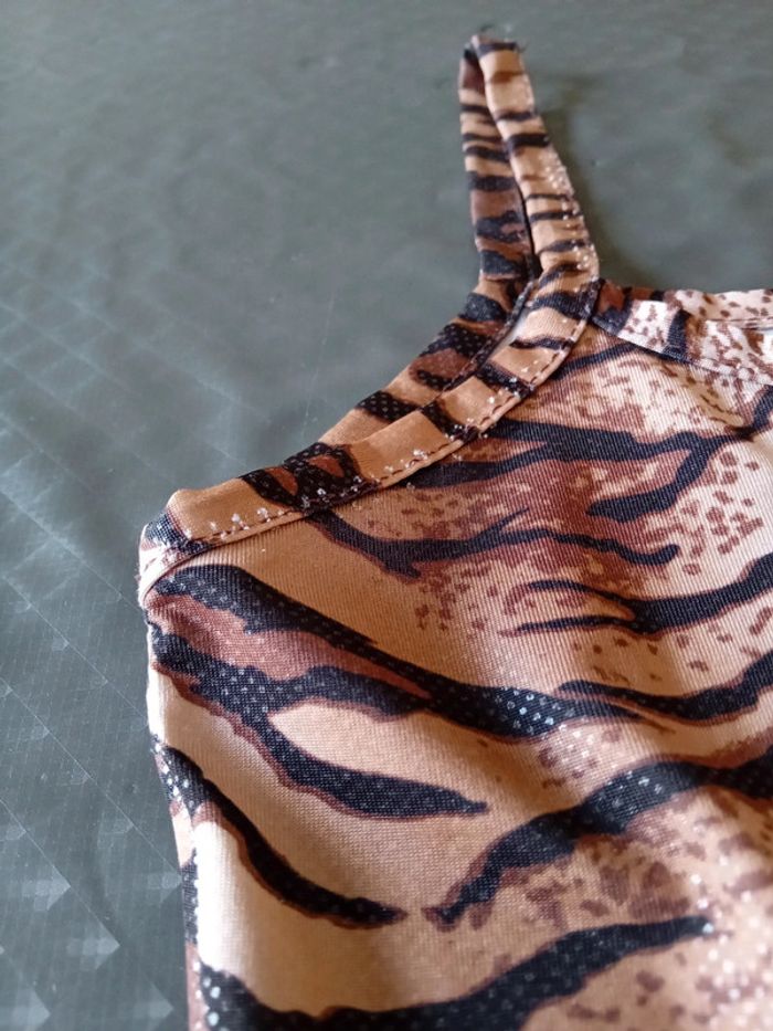 Haut fines bretelles motif zébré marron femme S - photo numéro 13