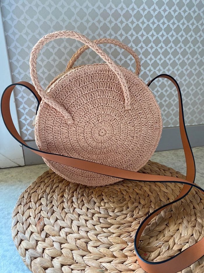 Sac paille rond bandoulière H&M