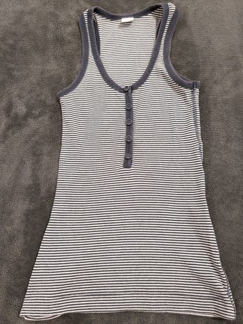 Débardeur côtelé rayé blanc et bleu style marin Camaïeu taille 2 / 36-38 / S en bon état