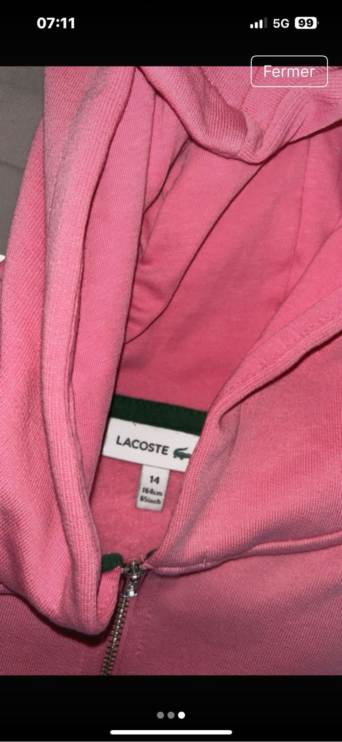 Veste Lacoste rose - photo numéro 3