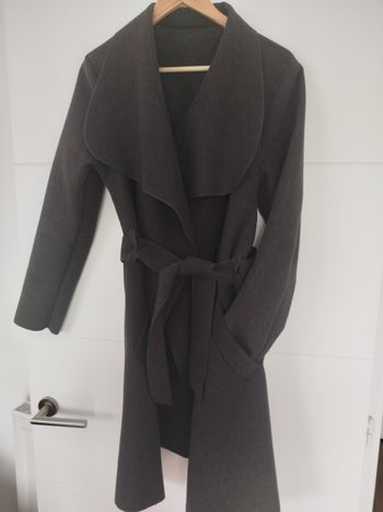 Manteau col châle et ceinturé gris