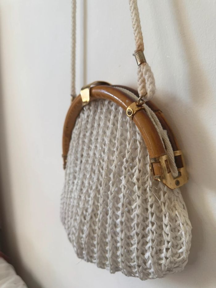 Sac blanc en rotin Vintage Authentique - photo numéro 8