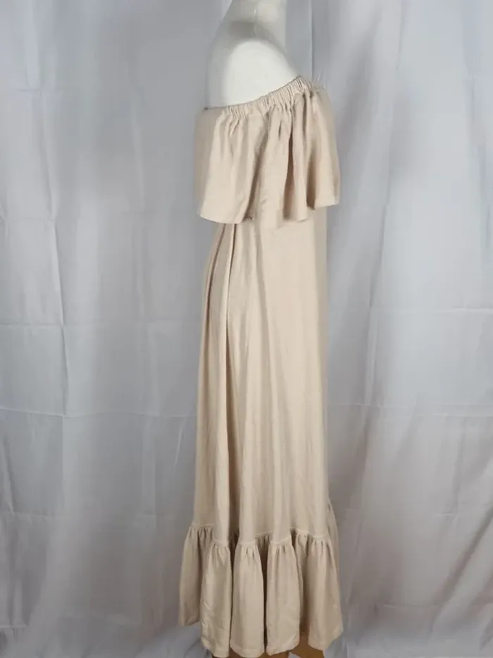 Robe longue bohème Sable 100% coton volant, ouverture dos Free People XS/34 aussi 36 - photo numéro 4