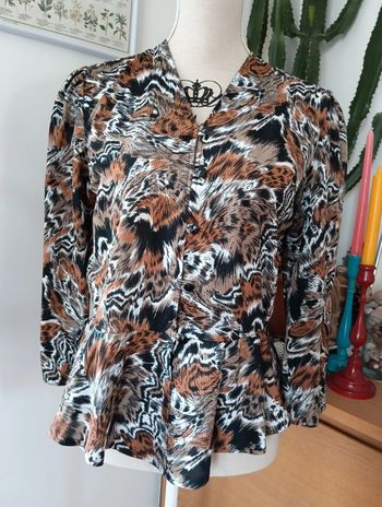 Blouse vintage imprimé wild Janine Pauporté made in France taille 38