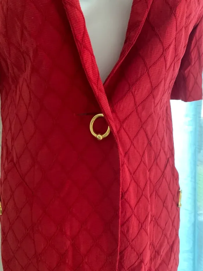 Tailleur Weinberg vintage blazer manches courtes+jupe droite mi longue taille 38 made in France - photo numéro 4