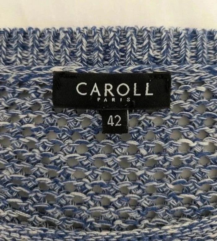 Pull bleu ajouré 100% coton - Caroll - taille 42 - photo numéro 2