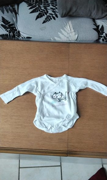 Body manches longues,  blanc avec un motif de chat, 3M