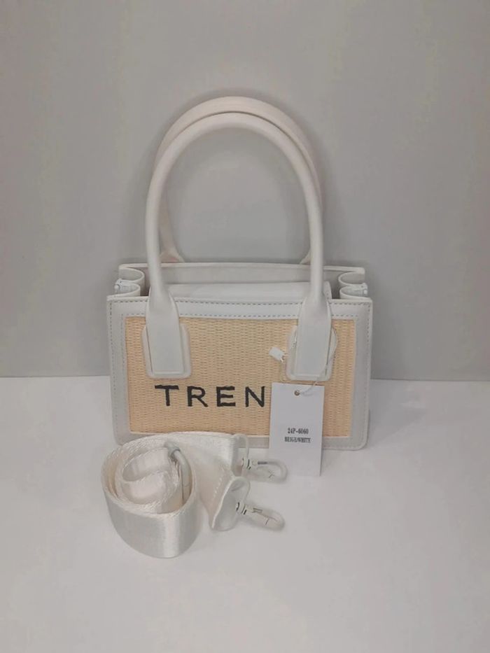 Sac à main Tom & Eva trendy blanc en similicuir et en tressé - photo numéro 2