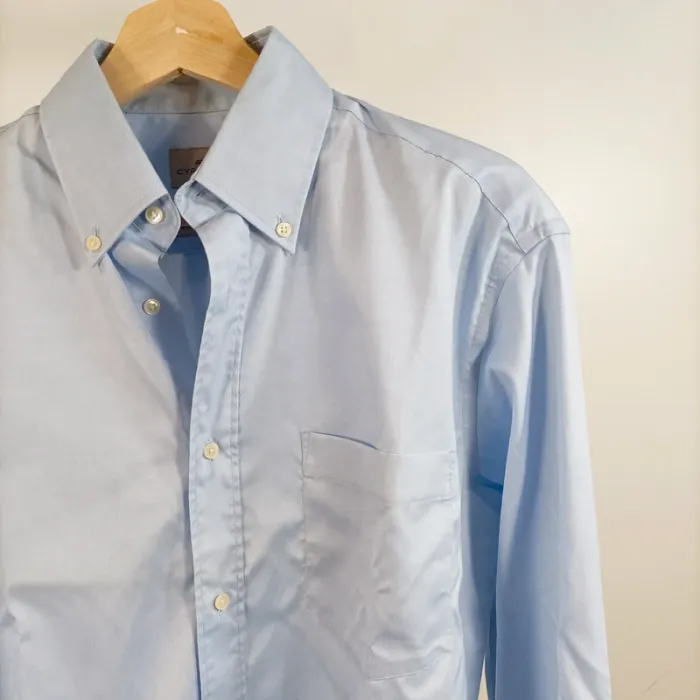 Chemise bleu ciel col américain manches longues coupe droite homme taille M A879 - photo numéro 2