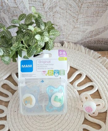 Tétines Mam Bébé Garçon 0-6mois X2 bleu Neuve 