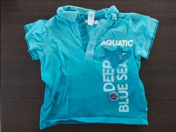 T-shirt été manche courte Obaibi 12 mois requin aquatic deep blue sea