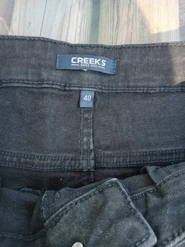 Jean noir creeks taille 40 elastane pattes d'éléphants - photo numéro 3
