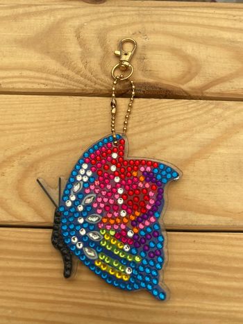 Porte clé recto/verso papillon 🦋 en Diamond painting