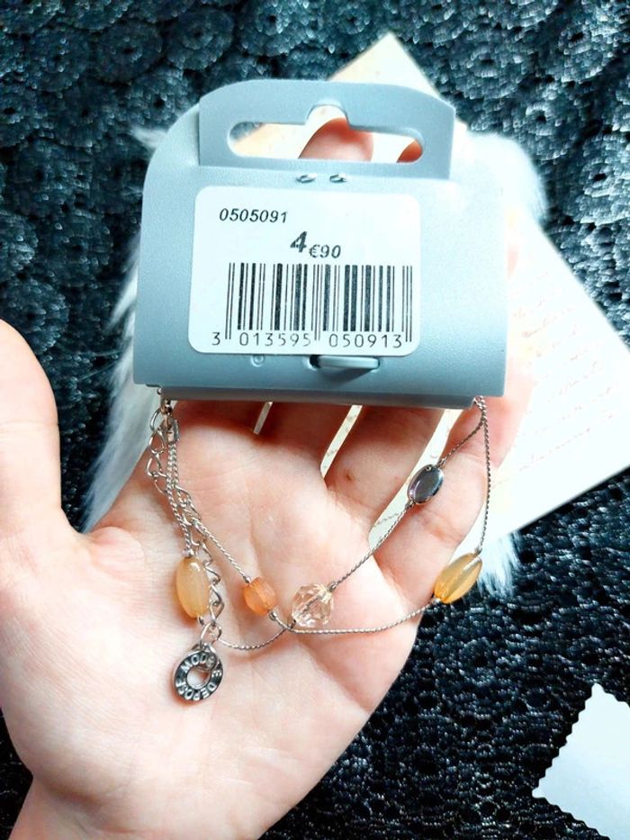 Magnifique bracelet neuf avec perles couleur ambre - photo numéro 4