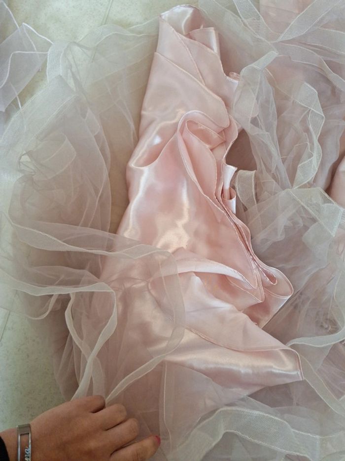 Superbe robe rose claire poudré avec écharpe tule - photo numéro 6