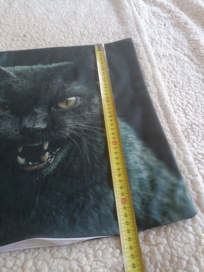 Taie d'oreiller carrée noire chat vintage goth 45x45cm déco d'intérieur - photo numéro 5