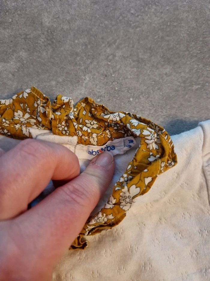 Lot 3 grenouillères bébé fille coton blanc à motifs T3mois TBE absorba orchestra kiabi - photo numéro 4