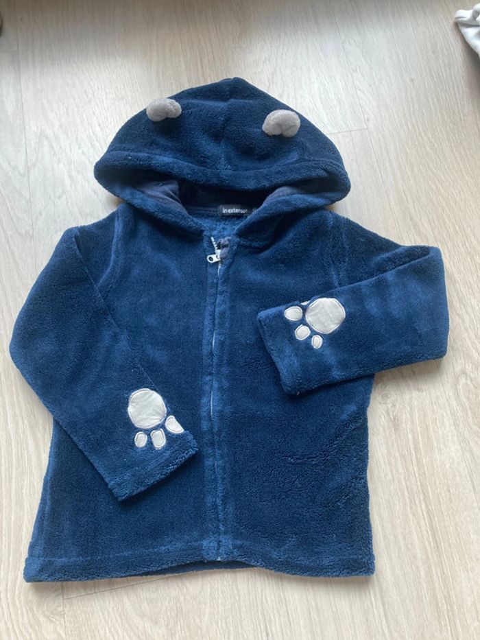 Cardigan Zippé Bébé En Molleton Avec Capuche - Doublure Imitation Fourrure - Chaud Et Doux - Pour Les Journées Fraîches