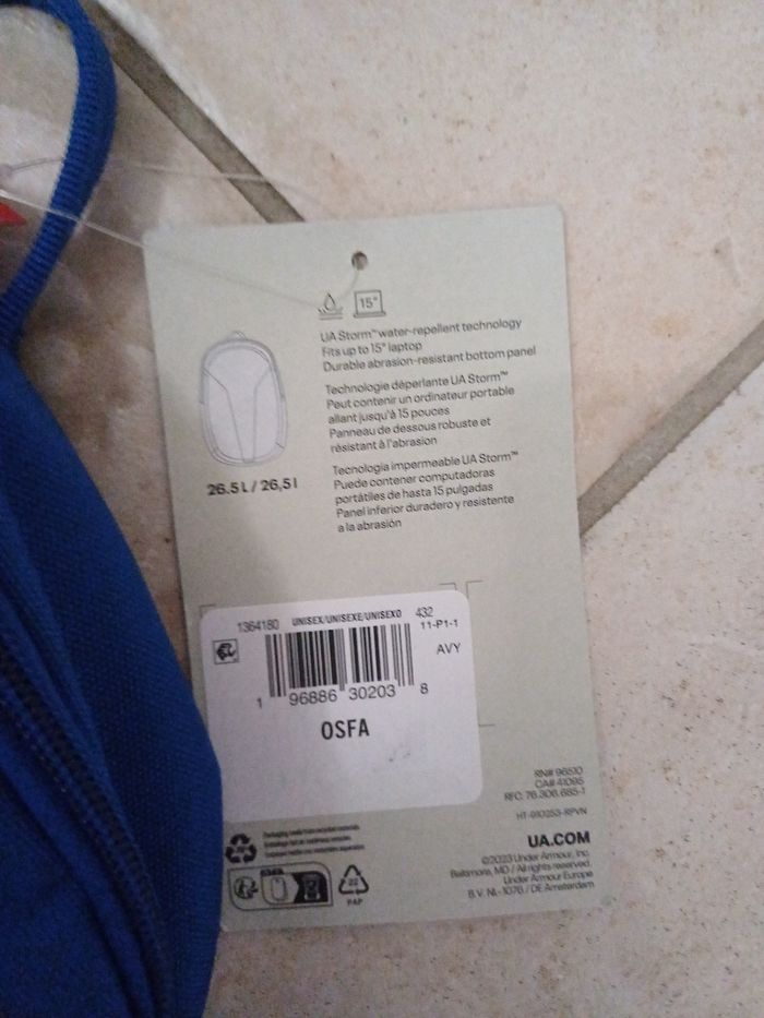 Sac à dos under armour neuf bleu et blanc - photo numéro 4