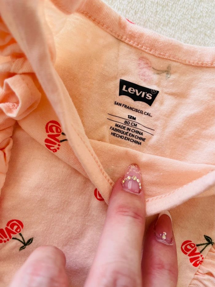 Robe corail Levi’s 12 mois 80cm avec sa culotte/cache couche - photo numéro 3