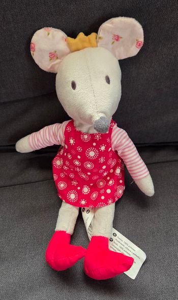 Peluche souris grise Fabler Mus 28 cm - Robe rouge fleuri - Ikea