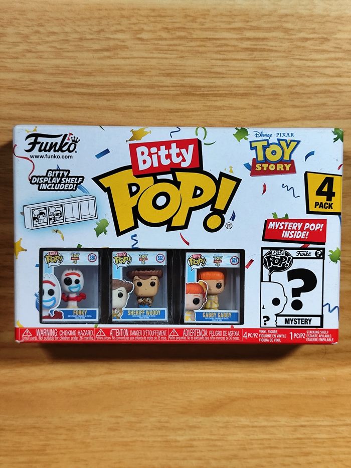 Boîte 4 Bitty Pop! Toy Story - Forky, Sheriff Woody, Gabby Gabby + Mystère !