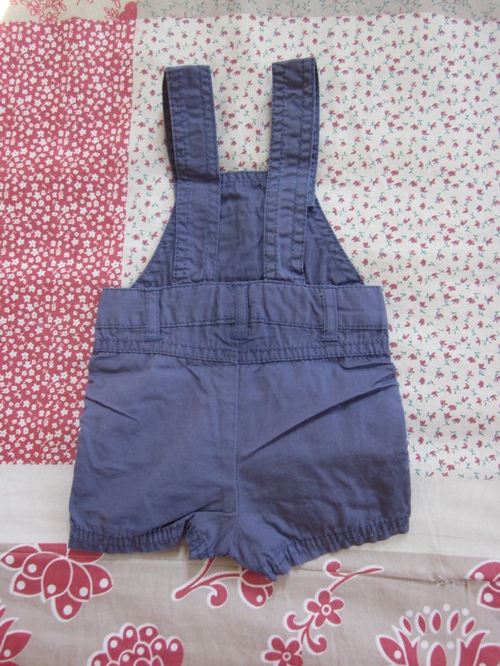 Salopette short en toile bleue 1 mois - photo numéro 2