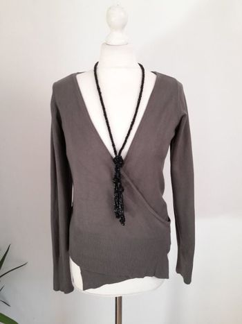 Gilet gris coupe cache coeur à nouer Version Sud Taille L