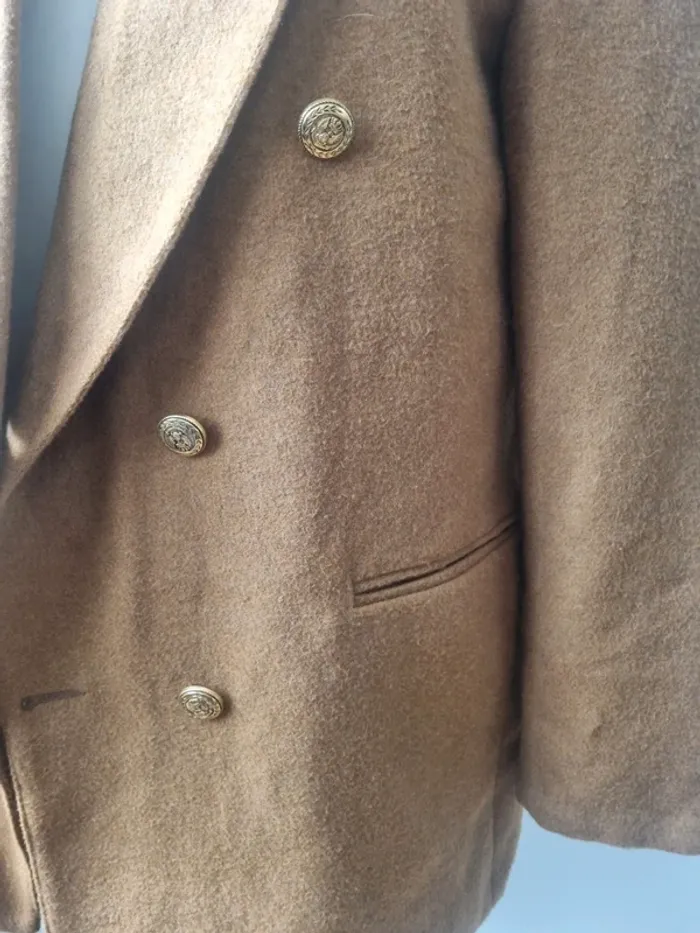 Veste blazer marron en cachemire et laine vintage - photo numéro 13