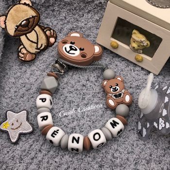 Attache tétine silicone personnalisée ourson toy 
