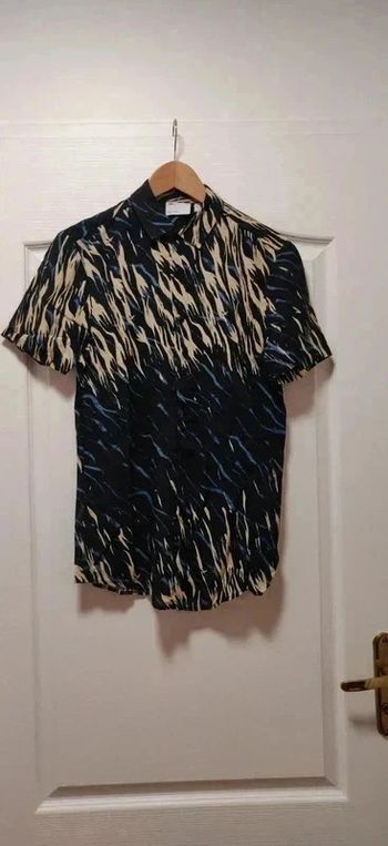 Neuve chemise mc imprimée animal beige bleu noir Asos XS