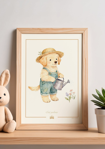 "Chiot jardinier" - Affiche enfant A4