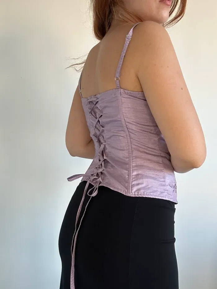 Corset vintage y2k années 90/2000 lila brodé 🪻 - photo numéro 5