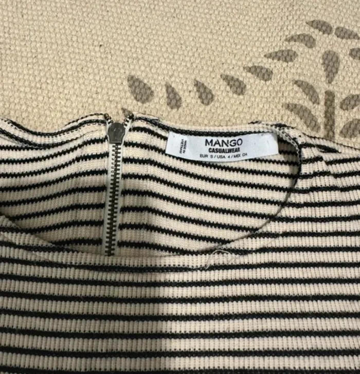 Pull court mango rayures noir blanc S - photo numéro 4