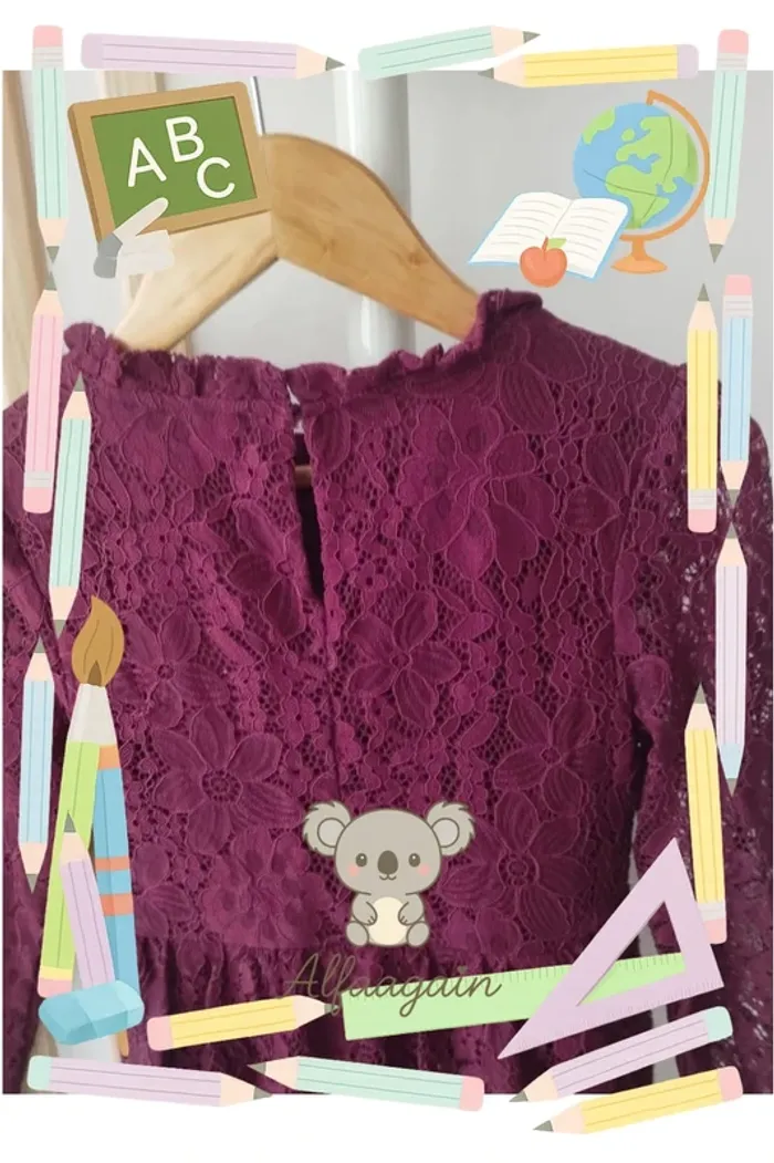 Robe dentelle bordeaux 8/10ans mini molly - photo numéro 7