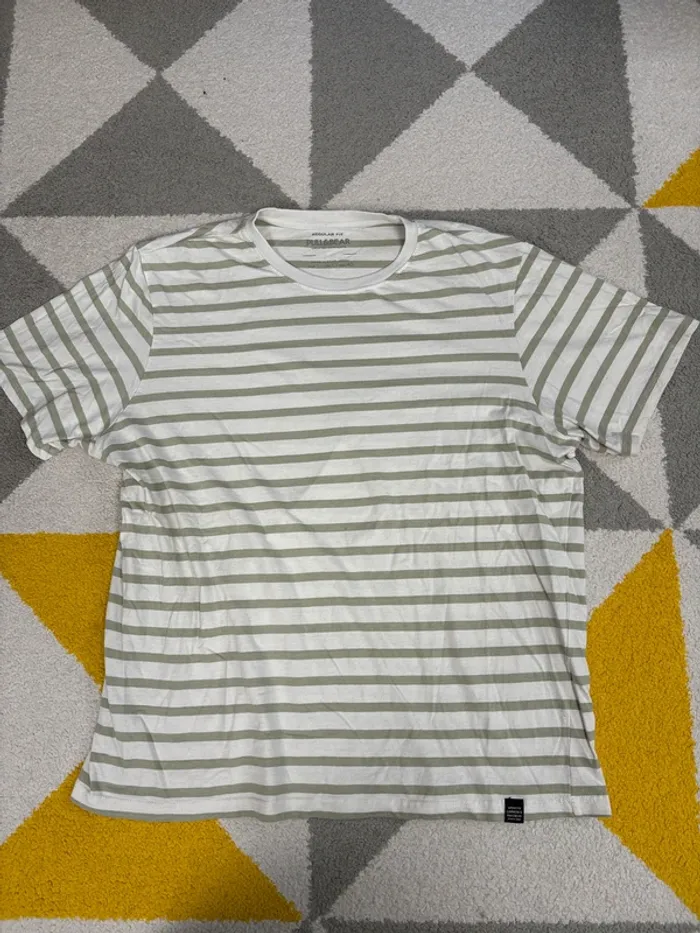 Tee-shirt à rayures Pull & Bear | Blanc et vert | Taille L - photo numéro 2