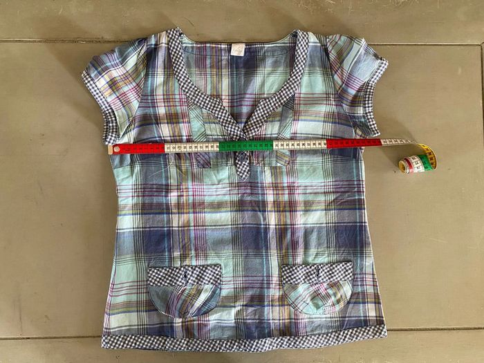 Blouse Camaïeu bleue à carreaux taille 40 - photo numéro 12
