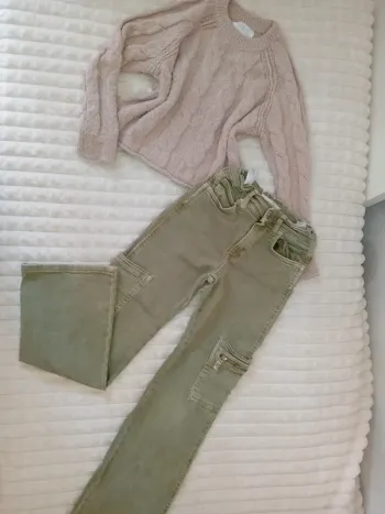 Ensemble fille pull torsade +cargo 9ans Zara 🤎🌼