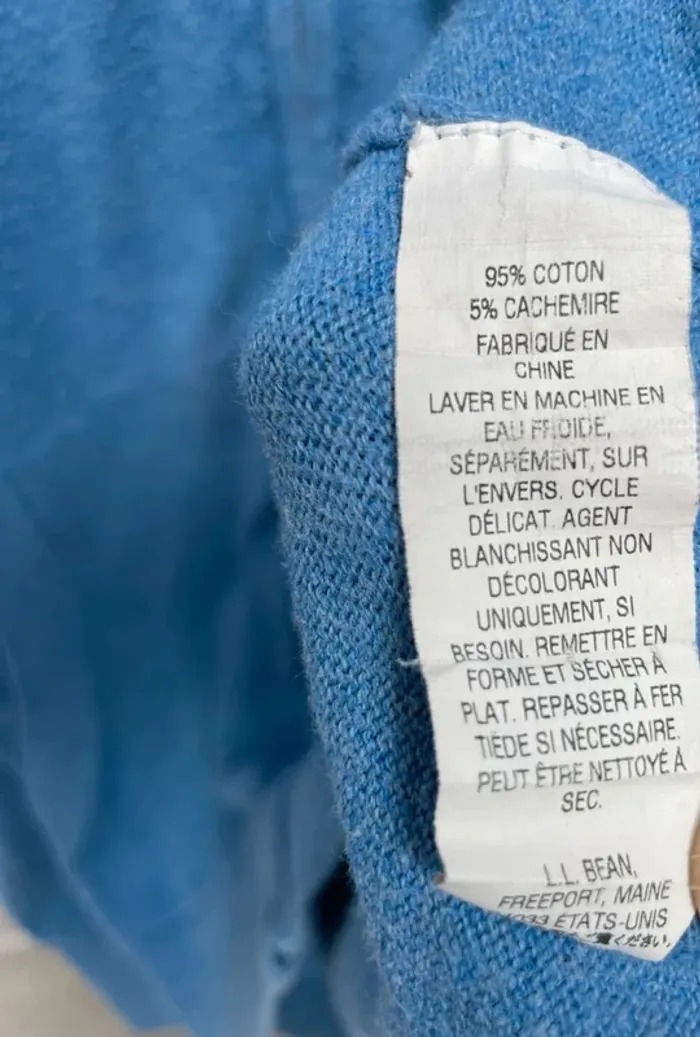 LL Bean zip hoodie light blue cotton cashmere Mens XL - photo numéro 4